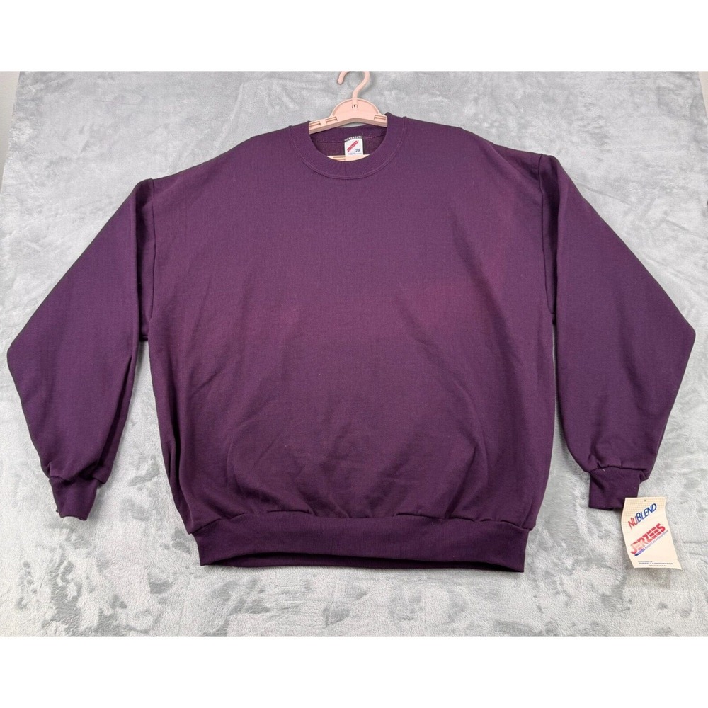 Vintage Jerzees NuBlend Crew Neck Sweatshirt 2X Purple Made In USA Deadstock